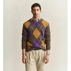 Gant für Herren. 8040258 Rautenpullover in Braun (S), Lässig, Recycelte Wolle