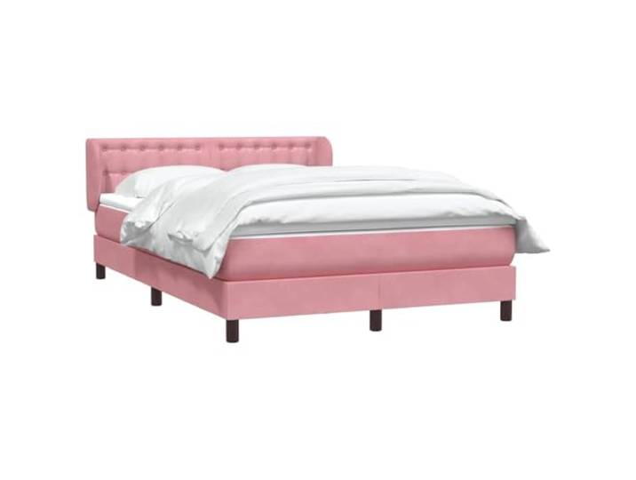SKTQYQO Gefederter Bettrahmen mit Matratze Rosa 160 x 210 cm aus Samt Verstellbares Kopfteil, inklusive Topper, Lattenrost, personalisierte Unterstützung