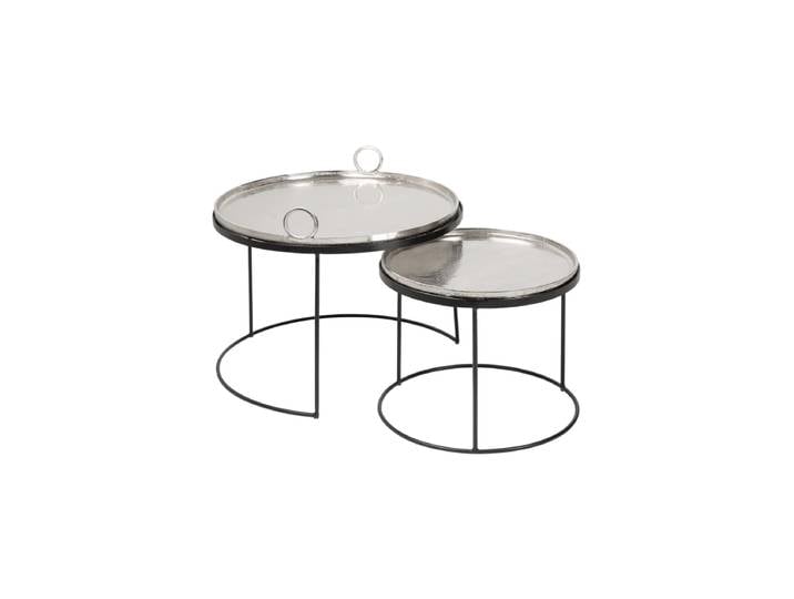 2er-Set Couchtisch „Elements“ mit abnehmbaren Tabletts Silber Invicta Interiors