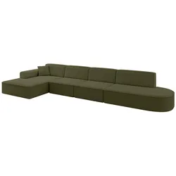 ECKSOFA Ottomane Links IREA-L3-v3 - 412x165x77 cm Grün