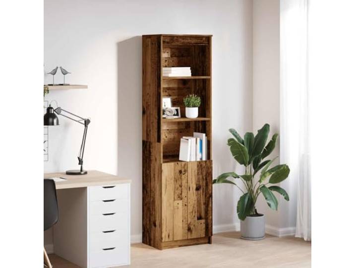 Jkghdrt Highboard Altholz-Optik Holzwerkstoff 50x35x180 cm mit Tür Stauraum für Geschirr, glatte Oberfläche, robustes Holzwerkstoff, vielseitige Räume