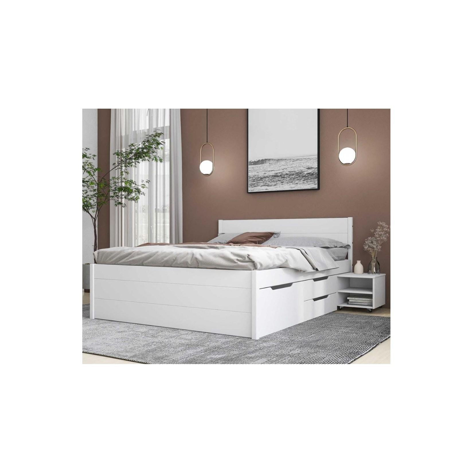 Inter Link Bett mit Stauraum Efetivo inkl. Nachtkommode und Lattenrost 180x200 cm