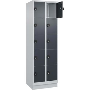 CP-Möbel Schließfachschrank Classic Plus anthrazit, 10 Fächer, Stahl, 60 x 195cm, mit Zahlenschloss
