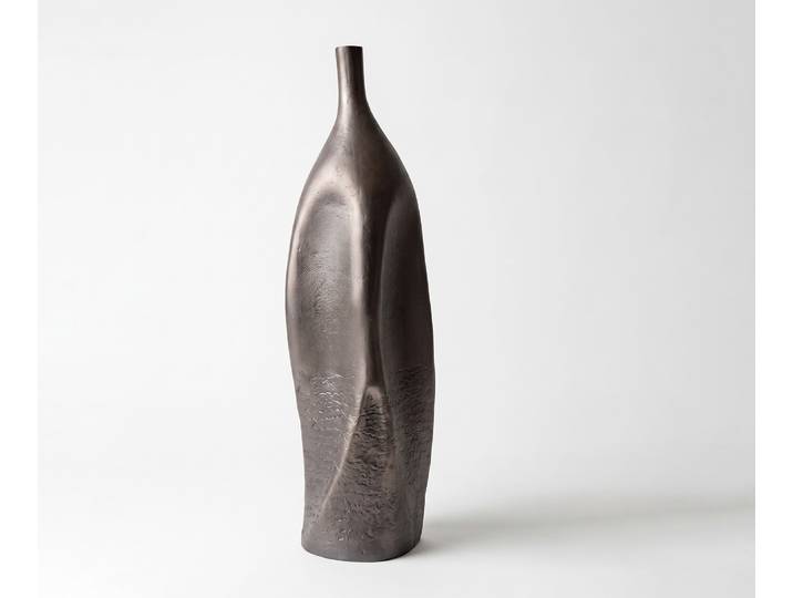 Vase Norevo B18 x T18 x H61 cm Aluminium Hämatit Gegossen, Wohnaccessoires