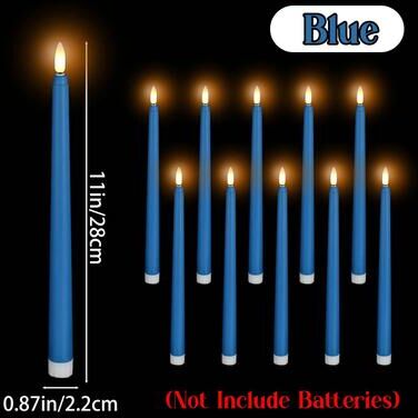 Uplift Treasures LED Flameless Flickering Taper Candles blue 36pcs