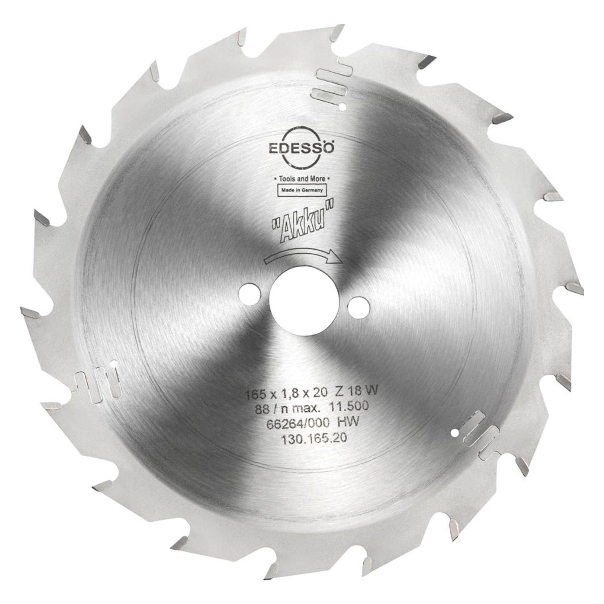 Edessö Handkreissägeblatt für AKKU-Maschinen (Dünnschnittsägeblatt), HW 165x1,8/1,2x20 Z=18 W (4010912014664)