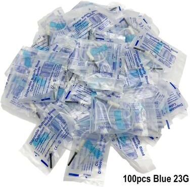 Uplift Essentials 100 Piece Disposable Double Wing Butterfly Blood Collection Needles Precision Veterinary Infusion Kit blue 23g