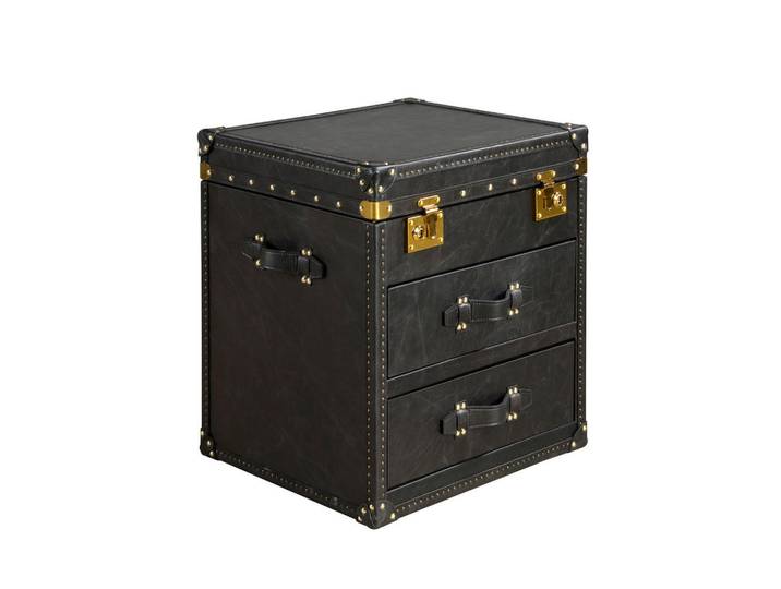 Angel Cerda Schwarzer Lederkoffer 55/50/62 cm, Schwarz, Nachbildung, Essen/Getränk, nicht einzeln stellbar,Rechteckig,Rechteckig, 55x62x50 cm, Wohnzimmer, Wohnzimmertische, Beistelltische