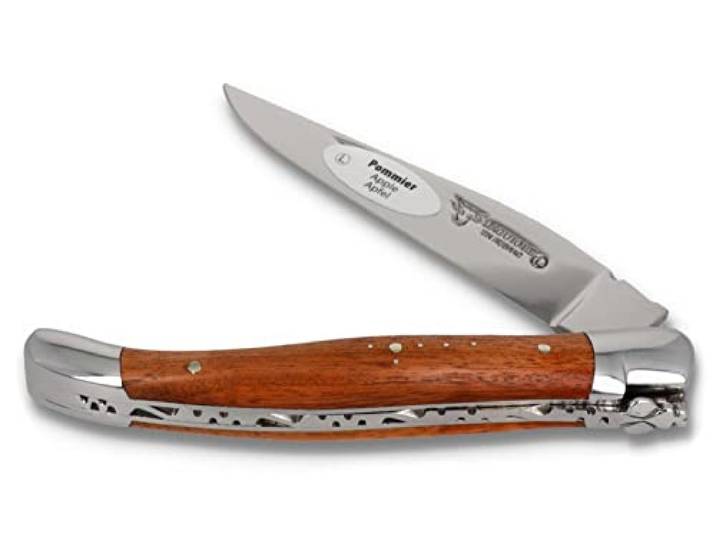 Laguiole en Aubrac Taschenmesser - Griff 11 cm Apfelbaum - Messer Klinge 9 cm - Stahl 12c27 glänzend