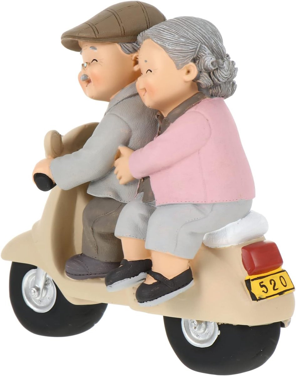 Handgeschilderd Hars Beeldjes Oude Stel - Decoratie voor in de Woonkamer - Hoogte: 15 cm - Assorti
