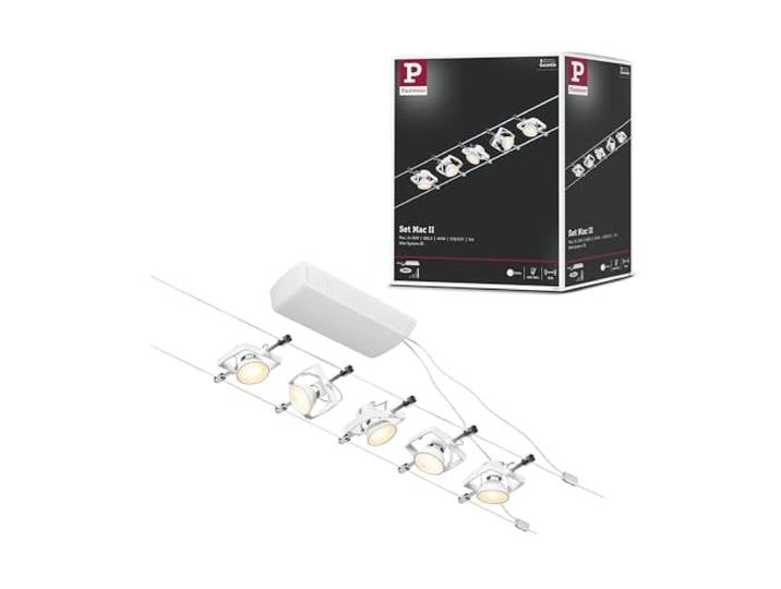 Paulmann 94432 CorDuo Set Système de Câbles Mac II DC 5 x 10 watt max\, Éclairage Extensible Blanc Mat Câble Matière Plastique GU5\,3 Système de Câbles sans Ampoules