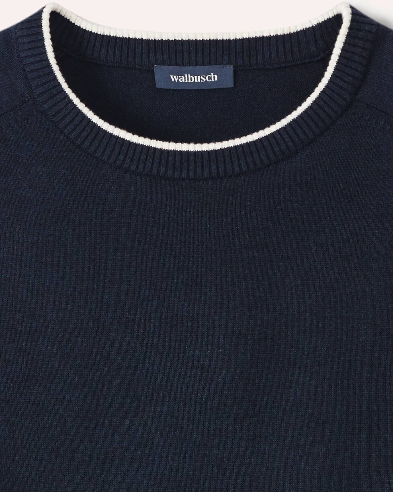 Walbusch Premium Pullover, normale Größen, Farbe Blau, 56, edle Seide kostbares Cashmere Herren