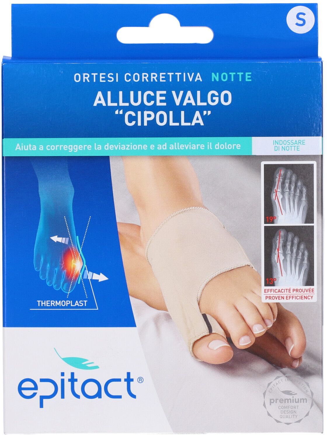 GR FARMA Srl Epitact Ortesi Correttiva Alluce Valgo Notte, Dispositivo Correttivo Alluce Valgo, Taglia S, 1 Pezzo, Sollievo Dolori Notturni