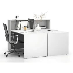 Büroschreibtisch-Set SEGMENT Double, mit 2 Einlageböden, weiß/weiß