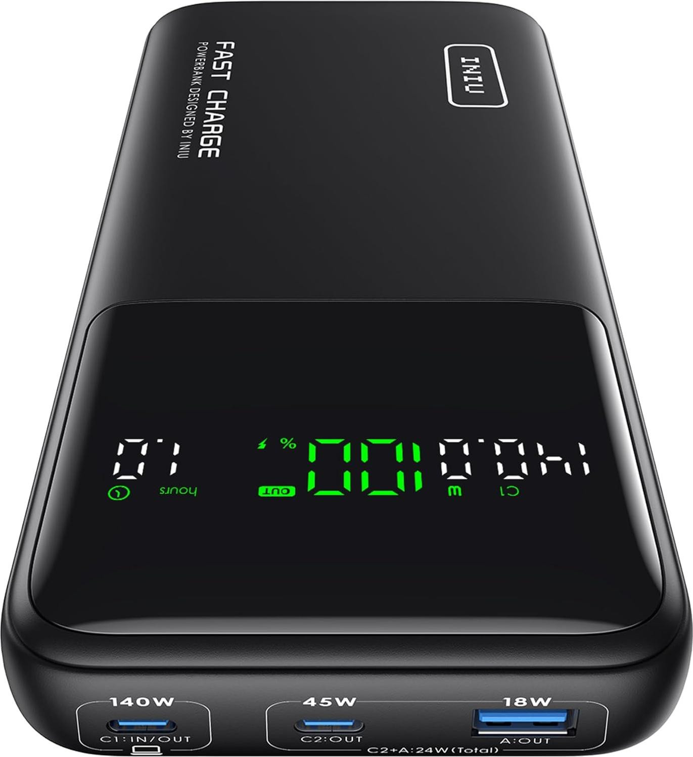 INIU Powerbank 27000mAh 140W met USB-C ingang en uitgang voor telefoon en laptop