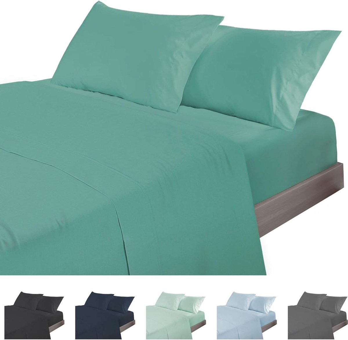 Cama 4-delig beddengoedset - Aquamarijn - Extra zacht laken set