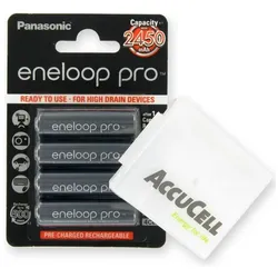 Panasonic Akku Pro BK-3HCCE/4BE Mignon AA NiMH Akku und ACBOXAA (4 Stk., AA, 2450 mAh), Batterien + Akkus