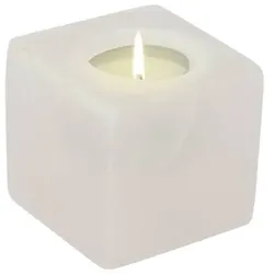 Salzkristall Teelichthalter KUBUS White Line