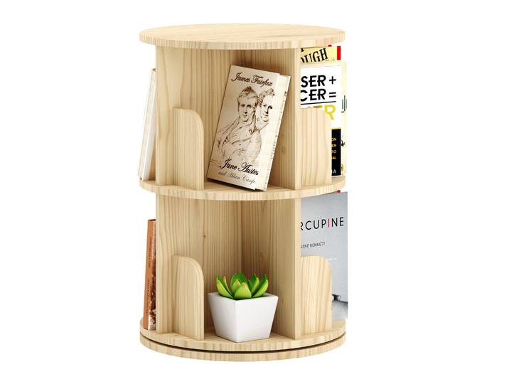 Bücherregal Drehregal VEDA mit 2 Ebenen 44 x 65 cm natur