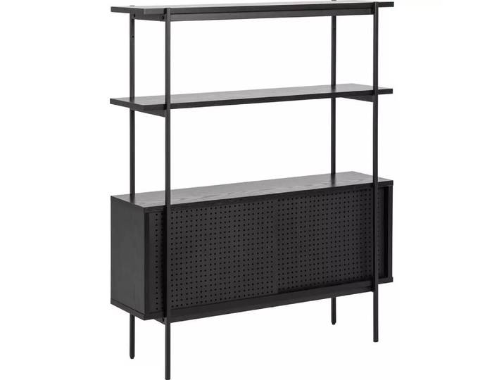 mutoni - Regal Angie Melamin Esche Schwarz 1 Boden Kabinet Schiebetür 94x27x113,8cm, One Size
