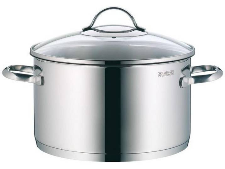WMF Fleischtopf Provence Plus, Edelstahlfarben, Metall, 6 l, kratzfest, rostfrei, breiter Schüttrand, Kochgeschirr, Töpfe, Kochtöpfe