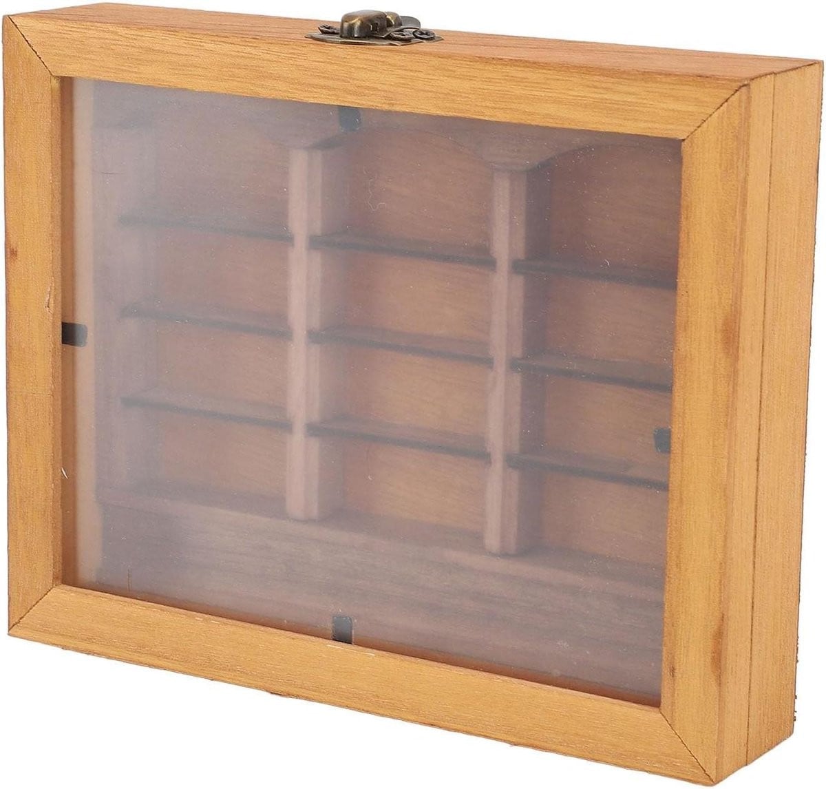 Massief houten miniatuur boekenrek voor 196 boeken in houtkleur
