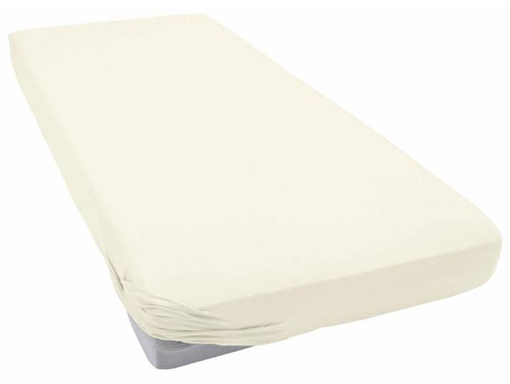 Spannbettlaken PRIMERA Mako-Feinjersey Spannbetttuch , beige (ecru), L:200cm, Mako-Jersey, Obermaterial: 100% Baumwolle, Bettlaken, Spannbettlaken, Geeignet für Standardmatratzen bis 22 cm, 100% Baumwolle