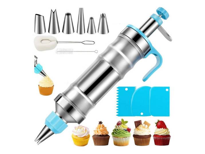 LuxusKollektion Spritzbeutel Kuchendekorationsset Spritzpistole Blau