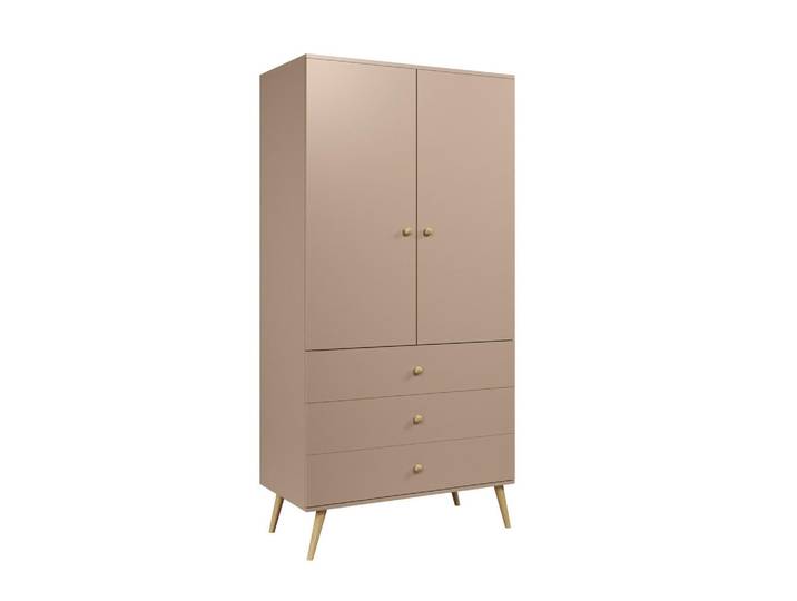 Sepro Meble Schrank Macciato Mit Schubladen Und Kleiderstange Boho Stil, Beige, 100x202x52 cm, Schlafzimmer, Kleiderschränke, Drehtürenschränke