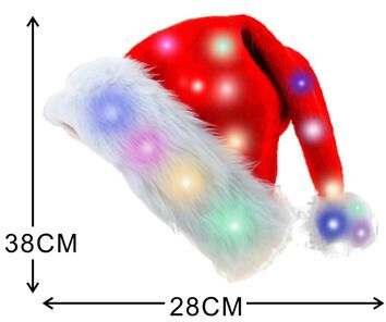 Uplift Essentials Luminous LED Plush Santa Hat Adjustable High End Christmas Headwear Professional Holiday Decoration Hub with Led