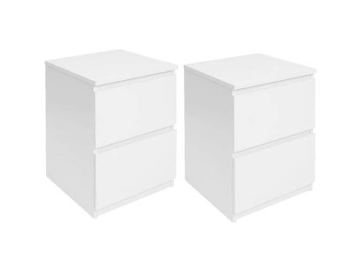 IDMARKET Lot de 2 tables de chevet TOMI 2 tiroirs bois blanc