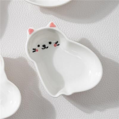 ModernMart Japanese Animal Ceramic Sauce Dish Set For Soy Sauce, Sushi Dips & Seasonings cat