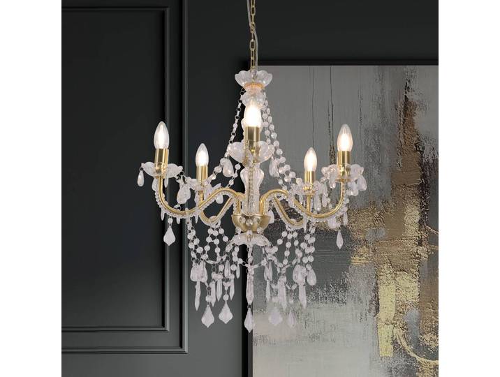 Näve Kronleuchter Cecilia, dimmbar, messing / gold, für Wohn- / Esszimmer, Metall, Kronleuchter