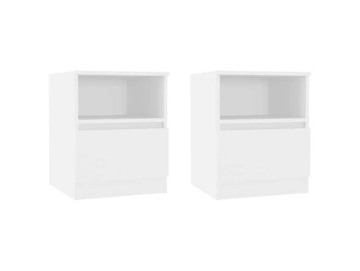 Tmriohed Nachttisch 2er Set Weiß 40x40x50 cm Beistelltisch Holzwerkstoff Praktisches 2er Set Nachtschränke fürs Schlafzimmer mit Schublade und offener Ablage für aufgeräumte Ordnung im Raum.