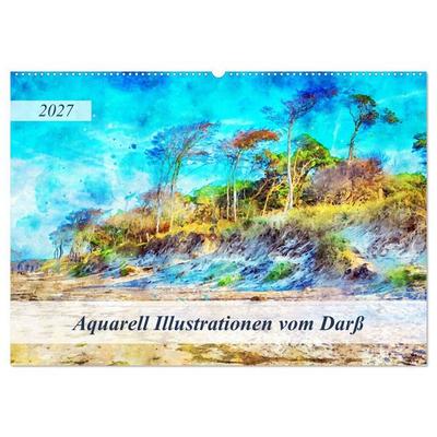 Aquarell Illustrationen vom Darß (Wandkalender 2027 DIN A2 quer), CALVENDO Monatskalender