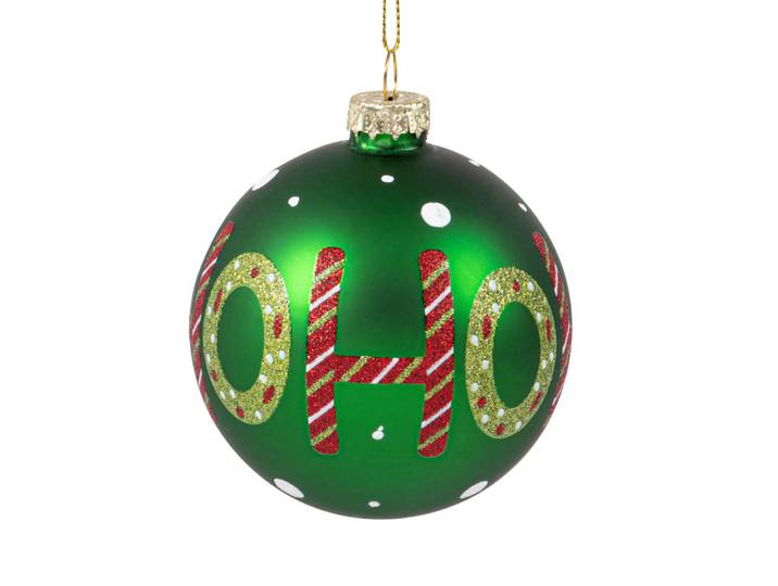 Weihnachtskugel mit HOHOHO-Druck, grün