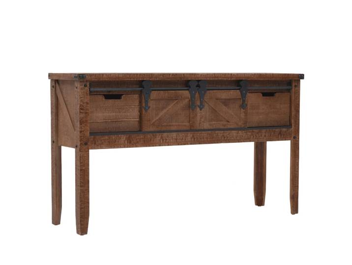 vidaXL Konsolentisch Tannenholz Massiv 131x35,5x75 cm Braun
