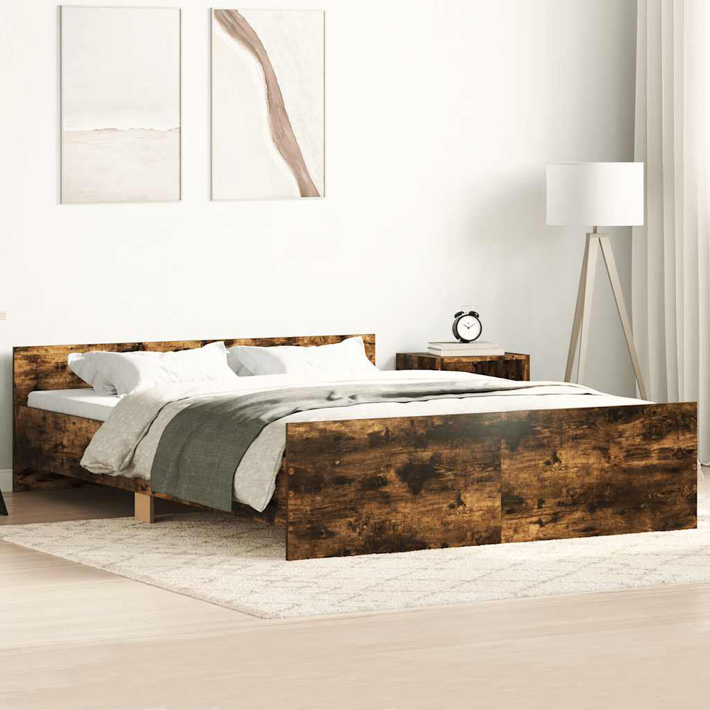 17 Stories Marlow Home Co. Bed Frame With Headboard And Footboard Black Double (4'6)