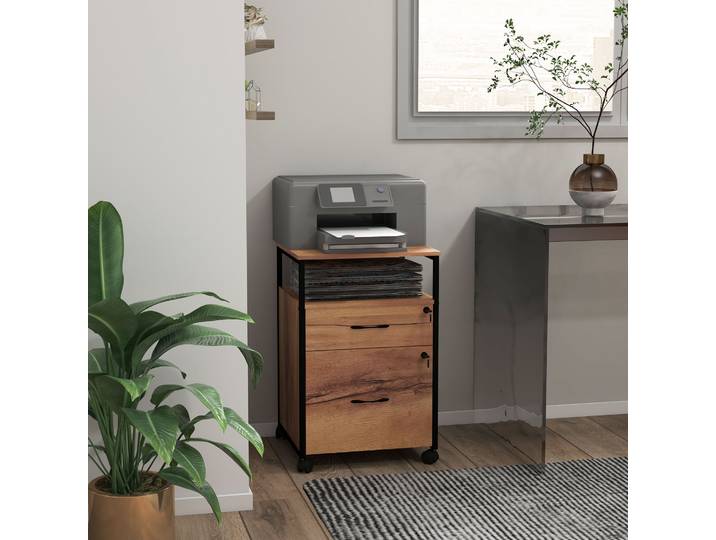 Vinsetto Caisson Bureau Roulettes Format A4 44x40x66,5cm Marron