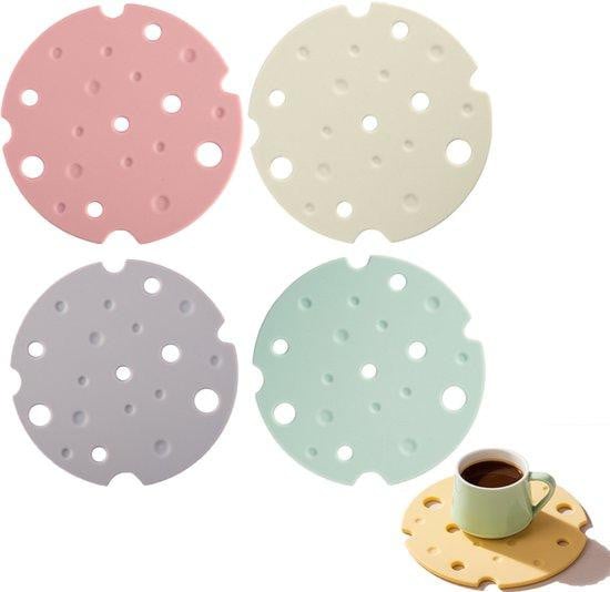 Set van 4 ronde, waterafstotende antislip onderzetters in multicolor