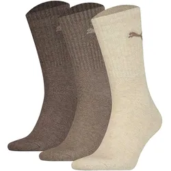 PUMA Unisex Sportsocken, 3 Paar - Tennissocken, Crew Sport Socken, einfarbig Braun-Mix / 35-38