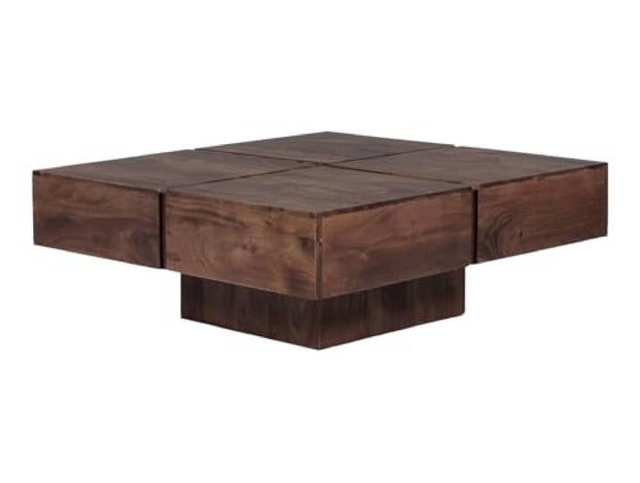 Woodkings® Couchtisch Amberley Echtholz modern, Design, Sofatisch, Massivholz exklusiv, Lounge Coffee Table (Akazie dunkel, 80x80)