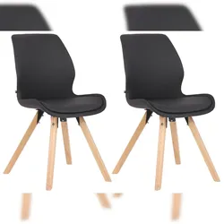 Décoshop26 - Set aus 2 schwarzen Esszimmerstühlen aus Kunststoff im skandinavischen Stil mit Holzbeinen CDS101135