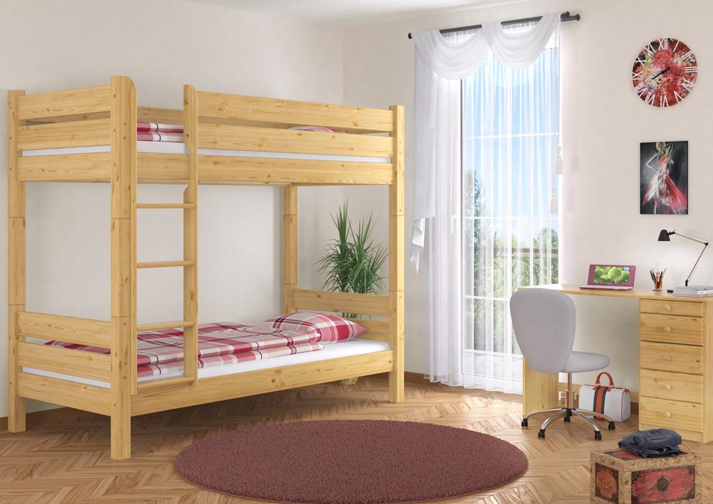 Etagenbett Kiefer natur 80x190 Zubehör wählbar Stockbett Hochbett teilbar V-60.16-08-190T100ohne Zubehör