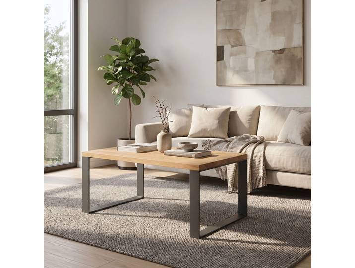 Slim-Couchtisch aus Holz und Metall 120x60 cm Danzz