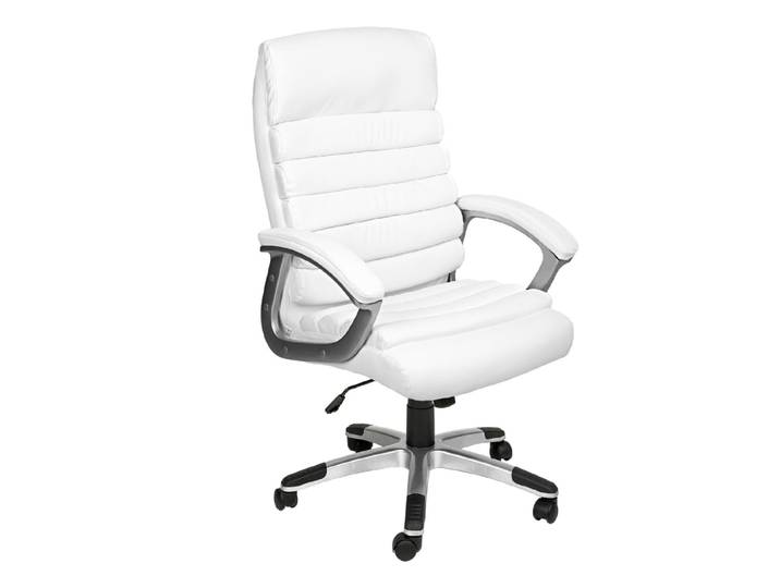 Fauteuil de bureau rotatif à 360° réglable cuir synthétique blanc