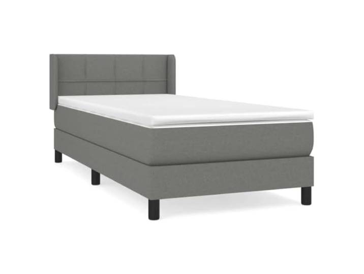 PUGYNBK Boxspringbett mit Matratze, Stoff, dunkelgrau, 100 x 200 cm Verstellbares Kopfteil, Taschenfederkerne, mittlere Festigkeit, atmungsaktives Gewebe