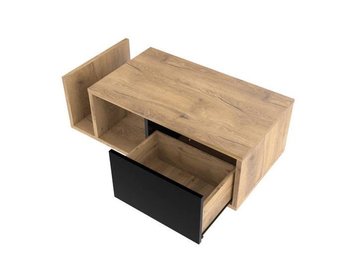 Komhtom Couchtisch mit Intelligenter LED-Sensorik, Metall- und Holzstruktur, Naturfarbe, Naturfarben, Holz Optik, 53x38x99.5 cm, Wohnzimmer, Wohnzimmertische, Couchtische