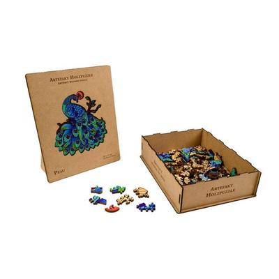 Artefakt Holzpuzzle 2 in 1 Pfau, 132 Teile, in Holzbox