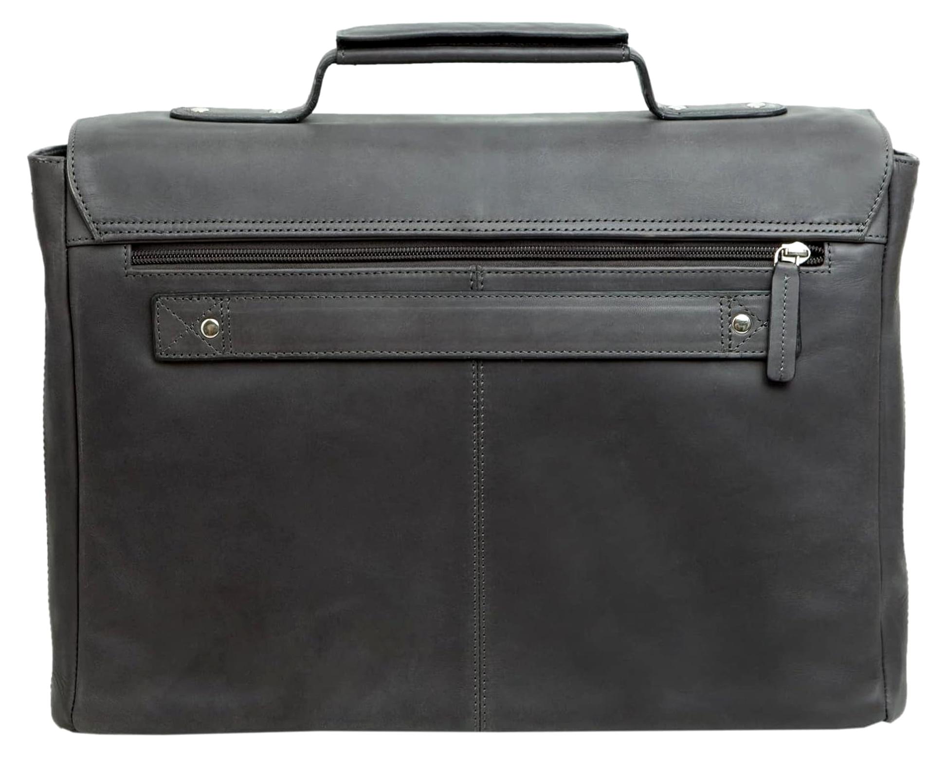 Laptoptasche Percent, Notebooktasche für 15" Laptops, Umhängetasche aus Echtleder, Tasche für Büro und Freizeit, Schultertasche ca. 28 x 39 x 12 cm, Grau